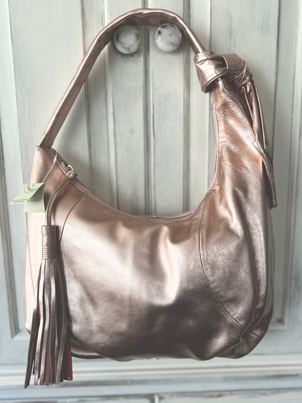 🟠NWT ORVIETO by Estel Park “Bella Lucido” Leather Shoulder Bag in Indian Copper - Picture 2 of 13